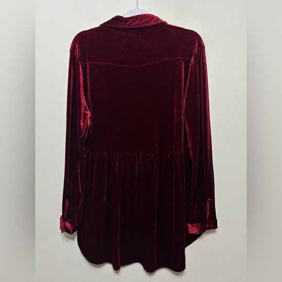 Umgee Velvet Babydoll Button Up Tunic Shirt Womens Size 1X - Picture 5 of 8